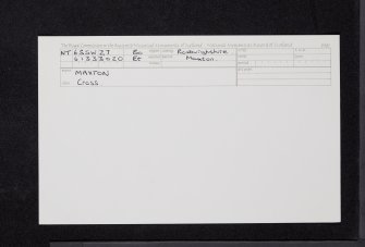 Maxton, Burgh Cross, NT63SW 27, Ordnance Survey index card, Recto