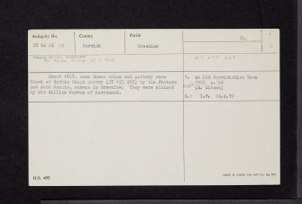 Corbie Heugh, Greenlaw, NT64NE 13, Ordnance Survey index card, Recto