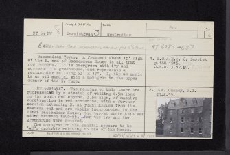 Bassendean House, NT64NW 8, Ordnance Survey index card, page number 1, Recto