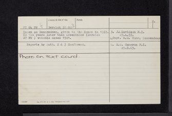 Bassendean House, NT64NW 8, Ordnance Survey index card, page number 2, Recto