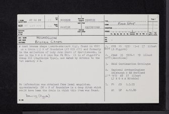 Houndslow, NT64NW 11, Ordnance Survey index card, page number 1, Recto