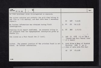 Cadger's Cairn, Edenside, NT64SE 4, Ordnance Survey index card, page number 2, Verso