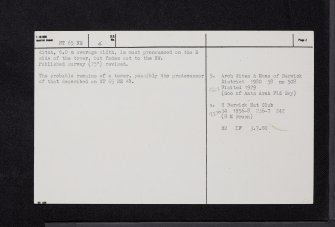 Craigie Wood, NT65NE 6, Ordnance Survey index card, page number 2, Verso