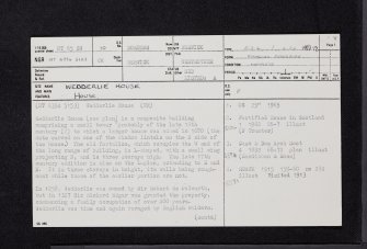 Wedderlie House, NT65SW 10, Ordnance Survey index card, page number 1, Recto