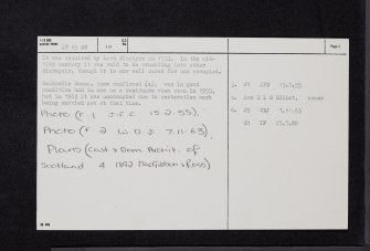 Wedderlie House, NT65SW 10, Ordnance Survey index card, page number 2, Verso