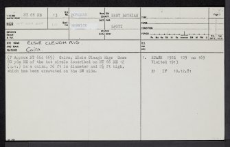 Elsie Cleugh Rig, NT66NE 13, Ordnance Survey index card, page number 1, Recto