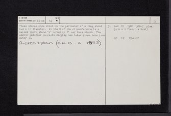 'The Nine Stones', NT66NW 14, Ordnance Survey index card, page number 3, Recto