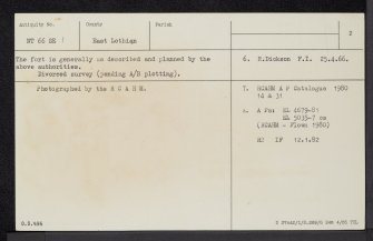 Friar's Nose, NT66SE 1, Ordnance Survey index card, page number 2, Verso