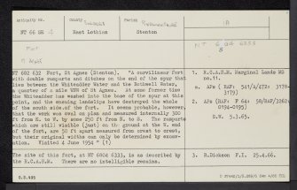 St Agnes, NT66SE 4, Ordnance Survey index card, Recto