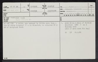 Berrybank Wood, NT66SE 15, Ordnance Survey index card, page number 1, Recto