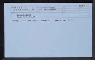 Penshiel Grange, NT66SW 5, Ordnance Survey index card, Recto