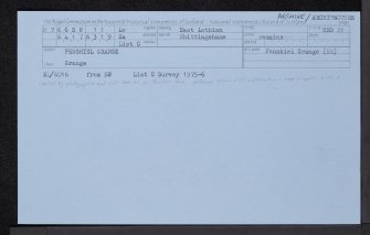 Penshiel Grange, NT66SW 11, Ordnance Survey index card, Recto