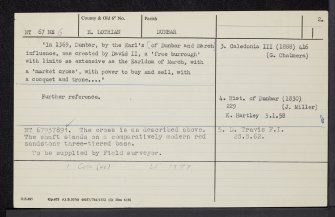 Dunbar, High Street, Mercat Cross, NT67NE 6, Ordnance Survey index card, page number 2, Verso