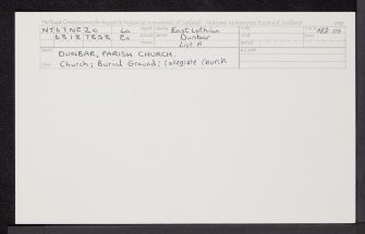 Dunbar, Parish Church And War Memorial, NT67NE 20, Ordnance Survey index card, Recto