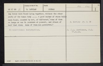 Dunbar Castle, NT67NE 26, Ordnance Survey index card, page number 3, Recto