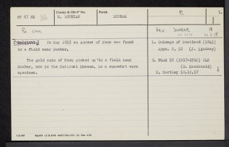 Dunbar, NT67NE 36, Ordnance Survey index card, page number 1, Recto
