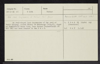 Summerfield, NT67NE 44, Ordnance Survey index card, Recto