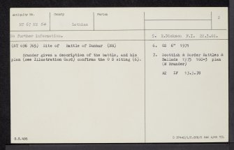 Battle Of Dunbar, NT67NE 54, Ordnance Survey index card, page number 2, Verso