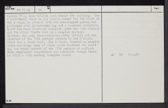 Spott House, NT67NE 86, Ordnance Survey index card, page number 2, Verso