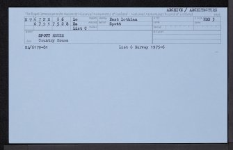 Spott House, NT67NE 86, Ordnance Survey index card, Recto