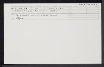 Broxmouth Park, Office Court, NT67NE 97, Ordnance Survey index card, Recto