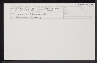 Wester Broomhouse, NT67NE 113, Ordnance Survey index card, Recto