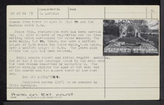 Tyninghame, St Baldred's Church, NT67NW 13, Ordnance Survey index card, page number 8, Verso