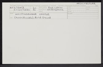 Whittingehame Tower, Burial Ground Of The Balfour Family, NT67SW 3, Ordnance Survey index card, Recto