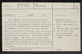 Ruchlaw House, NT67SW 5, Ordnance Survey index card, page number 1, Recto