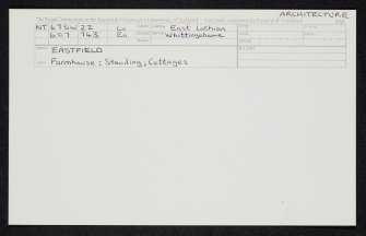 Eastfield, NT67SW 22, Ordnance Survey index card, Recto
