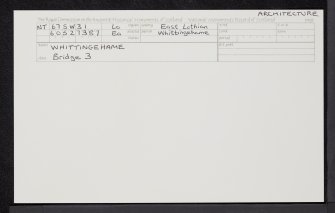 Whittingehame Bridge, NT67SW 31, Ordnance Survey index card, Recto