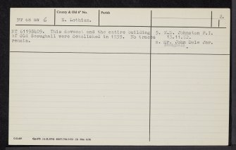 Old Scoughall, Seacliff, NT68SW 6, Ordnance Survey index card, page number 2, Verso