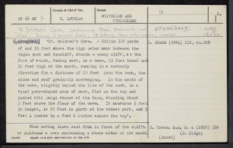 St Baldred's Cave, NT68SW 7, Ordnance Survey index card, page number 1, Recto