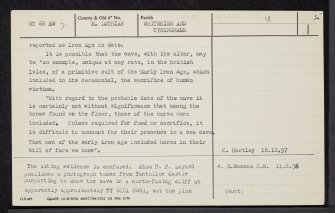 St Baldred's Cave, NT68SW 7, Ordnance Survey index card, page number 3, Recto