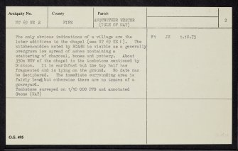 Isle Of May, NT69NE 2, Ordnance Survey index card, page number 2, Verso