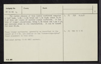 Hindhope Burn, NT70NE 12, Ordnance Survey index card, page number 2, Verso