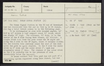 Brownhart Law, NT70NE 16, Ordnance Survey index card, page number 1, Recto