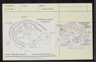 Hownam Rings, NT71NE 1, Ordnance Survey index card, Recto