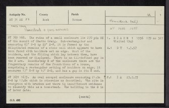 Chatto Craig, NT71NE 18, Ordnance Survey index card, page number 1, Recto