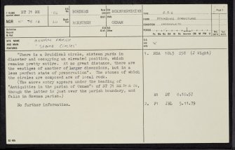 Oxnam Parish, NT71NE 56, Ordnance Survey index card, page number 1, Recto