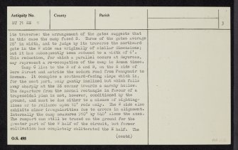Pennymuir, NT71SE 5, Ordnance Survey index card, page number 3, Recto