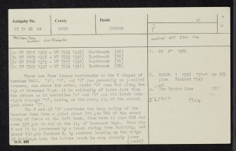 Raeshaw Fell, NT71SE 10, Ordnance Survey index card, page number 1, Recto