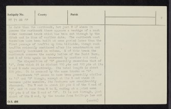 Raeshaw Fell, NT71SE 10, Ordnance Survey index card, page number 2, Verso