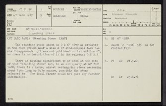 Middlesknowes, NT71SW 1, Ordnance Survey index card, page number 1, Recto