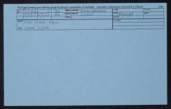 Five Stone Field, NT72NE 2, Ordnance Survey index card, Recto
