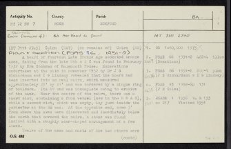 Kalemouth, NT72NW 7, Ordnance Survey index card, page number 1, Recto