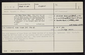 Moss Tower, NT72NW 13, Ordnance Survey index card, Recto