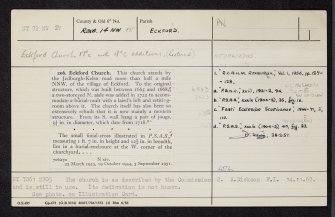 Eckford Parish Church, NT72NW 21, Ordnance Survey index card, Recto