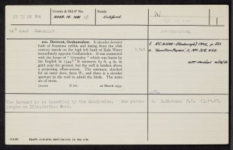 Grahamslaw Dovecot, NT72NW 24, Ordnance Survey index card, Recto