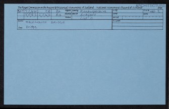 Kalemouth Suspension Bridge, NT72NW 38, Ordnance Survey index card, Recto